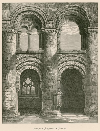 Abbaye de Jedburgh, Arches normandes dans la nef - Alexander Francis Lydon